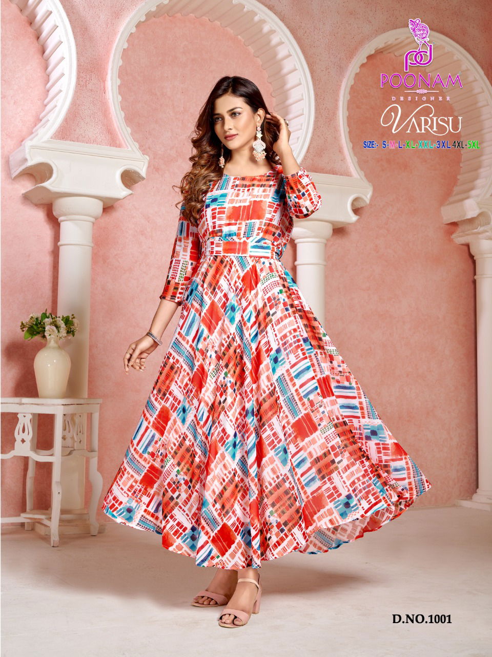 Poonam Varisu Printed Plus Size Wholesale Anarkali Kurti Catalog